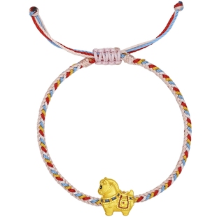 周六福黄金5d硬金手绳女款编绳生肖马系列小彩马手饰定价新年礼物