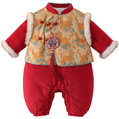 喜庆婴儿冬装过年衣服加厚连体衣