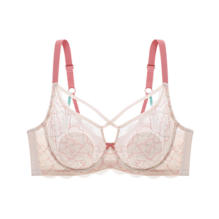 怡倩镂空绑带兔耳朵大码薄款内衣【恋爱ING】大胸显小超薄杯文胸