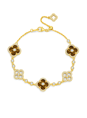 MITHAOL虎眼石四叶草手链轻奢小众精致高级感镶钻五花手饰银女款