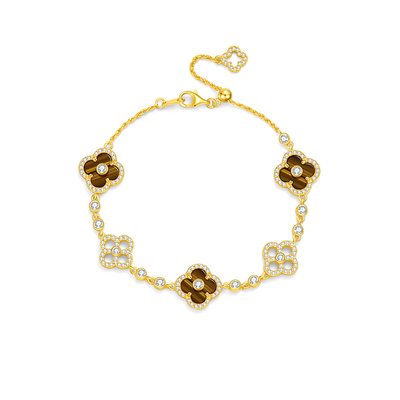 MITHAOL虎眼石四叶草手链轻奢小众精致高级感镶钻五花手饰银女款