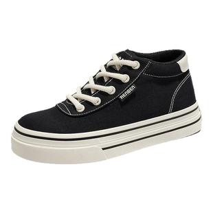 人本帆布鞋女2025冬季新款加绒加厚休闲厚底增高户外保暖红色板鞋