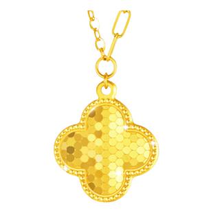 周先生18K金爆闪四叶草项链 女纯银小幸运5D鱼鳞碎冰冰锁骨链礼物