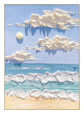 余元手绘油画云端轻奢客厅装饰画