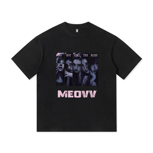 韩系MEOVV女团粉丝应援周边重磅纯棉短袖T恤百搭男装情侣半袖上衣