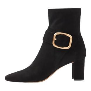 小露娜S by STELLA尖头粗跟短靴羊反绒欧美风百搭时装靴女SS17370