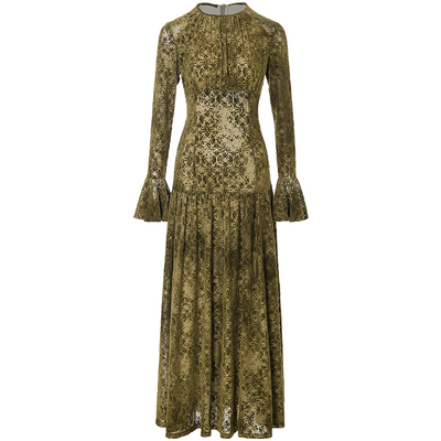 从那以后法式碎花裙高级感连衣裙绿色长袖裙子优雅复古长裙女秋冬