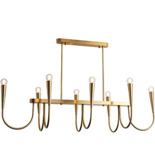 中山灯具厂家法式美式中古风蜡烛灯书房餐厅岛台长条一字型餐吊灯