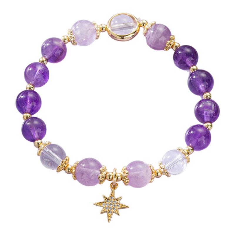 一生一石白夜梵星天然紫水晶手串紫晶手链女高级感正品附证书