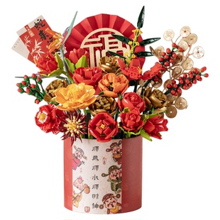 永生花束积木花朵仿真花高级感客厅摆件手捧花送女生闺蜜新年礼物