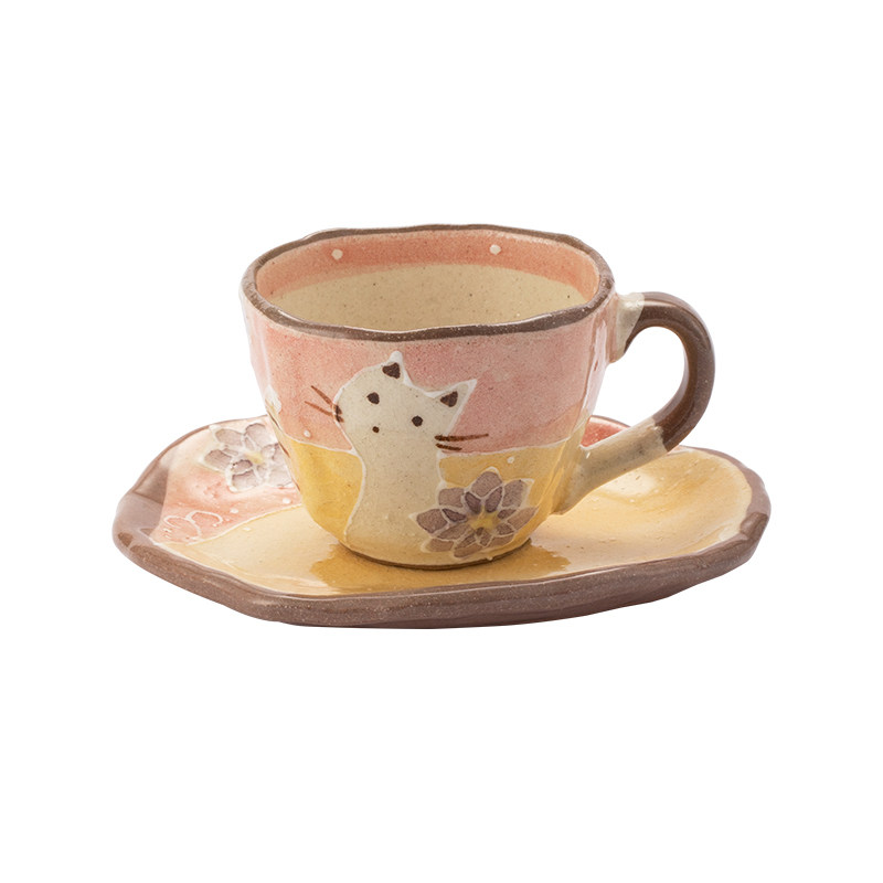 日本进口濑户烧猫咪咖啡杯套装