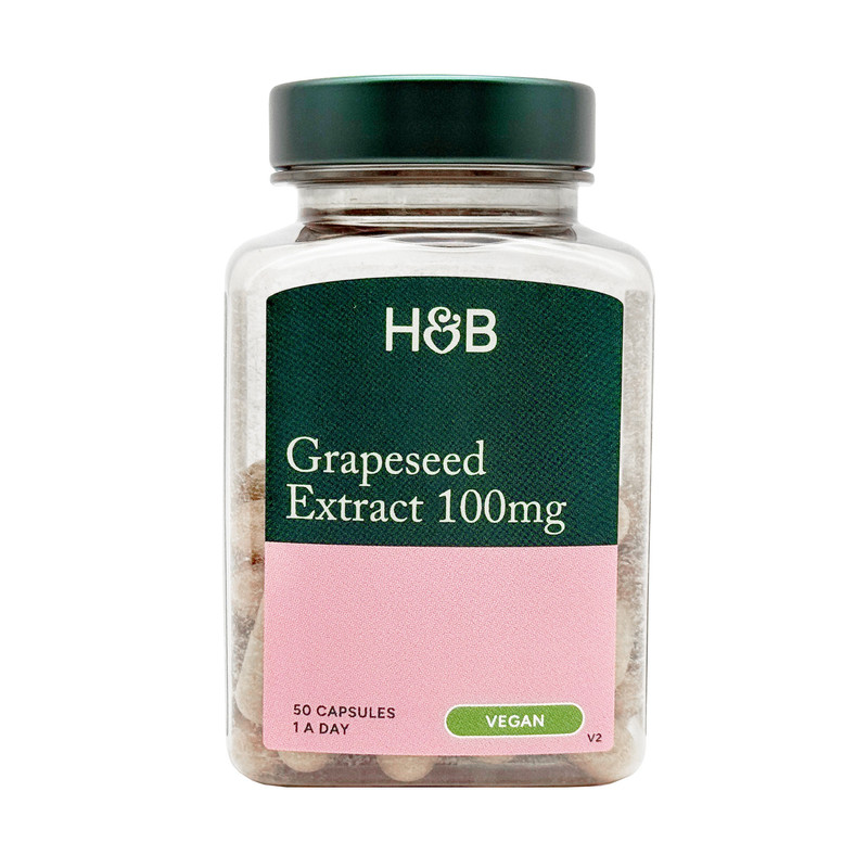 英国H&B荷柏瑞葡萄籽胶囊100mg双效精华透亮焕新肌美白美肌50粒