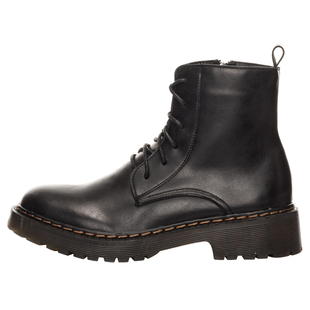 柒步森林真皮马丁靴子女英伦风单靴冬2025新款平底侧拉链短筒靴T