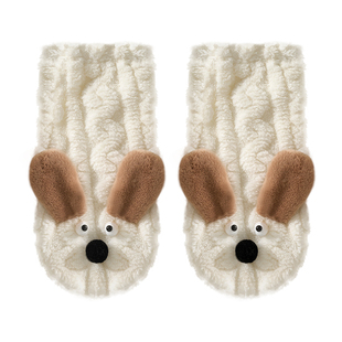 巨厚追剧暖脚神器地板袜子女秋冬季加绒加厚保暖可爱卡通居家长袜