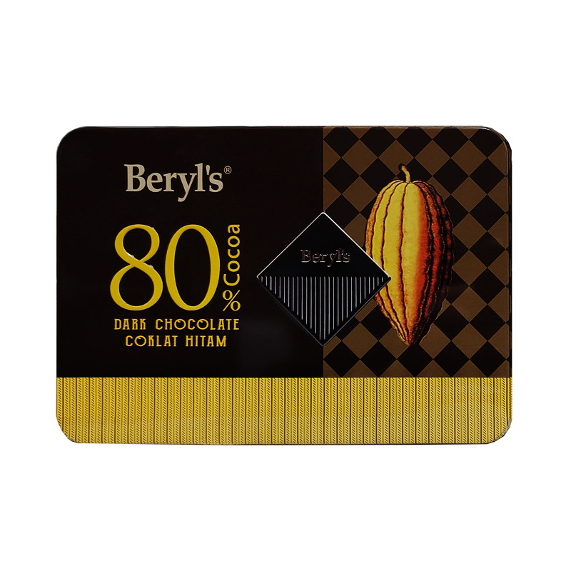 马来西亚原装进口零食coco纯可可脂beryls倍乐思80黑巧克力礼盒装