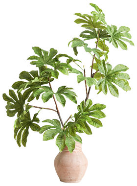 大枝八角叶仿真金绿色绿植摆件植
