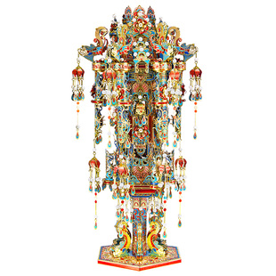 【旗舰店】拼酷十里红妆点翠宫灯3D立体拼图金属拼装模型结婚礼物