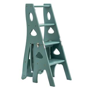 卡铁尔实木家用折叠梯子椅子两用四步多功能登高楼梯凳子变形梯椅