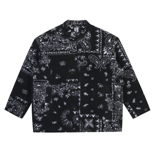 半墨大码男装新中式仿羊羔绒夹克冬季新款宽松复古唐装腰果花外套