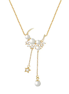 星月摇篮曲纯银星星月亮项链女