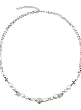 yu原创设计反光珍珠骷髅镶钻潮酷