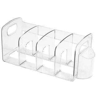 加厚亚克力透明书立桌面书架书桌书夹固定书本收纳盒桌上笔筒书立架学生放书本置物架挡板书夹立架放书支架