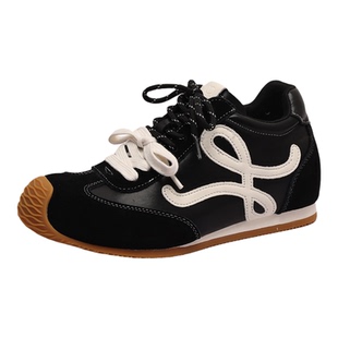 厚底内增高德训鞋女2026新款春季黑色百搭巨好看的休闲运动阿甘鞋