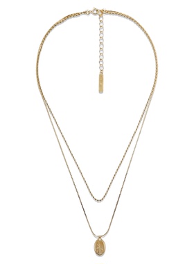 XU ZHI新品铃兰花双层锁骨链金属刻印可调节叠戴假两件项链礼物