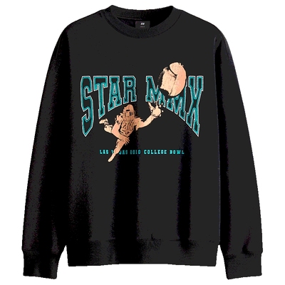 HM2025秋季加绒男装女装卫衣流行印花圆领内搭长袖套头衫0981416