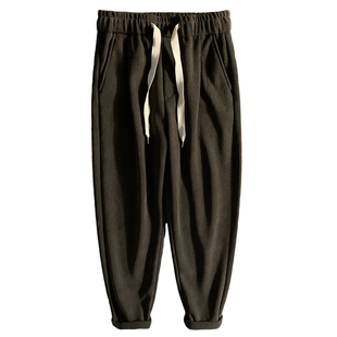 胡先生2025冬加绒加厚保暖黑色男士休闲裤简约百搭显瘦锥形哈伦裤