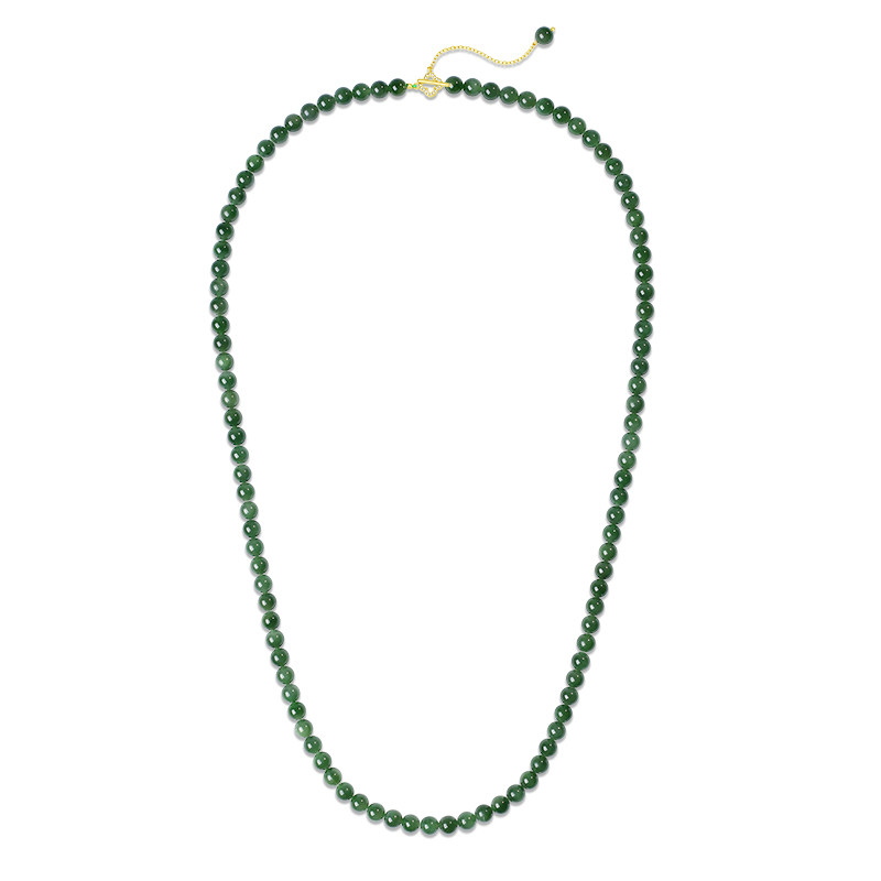 和田碧玉四叶草两用毛衣链女