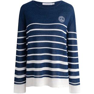 Navigare意大利小帆船高弹圆领针织衫女2026春季新款百搭条纹毛衣