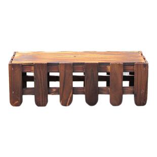 圆头木栅栏花盆 碳化防腐木花篮长方形创意挂式花槽阳台栏杆花架