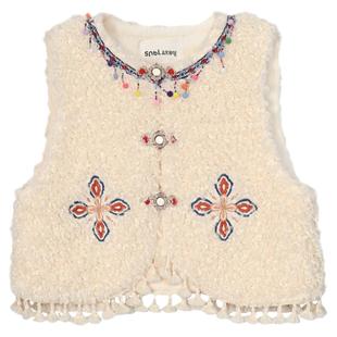 森女部落原创复古民族风绣花毛绒感马甲外套叠穿马夹外套女装冬款