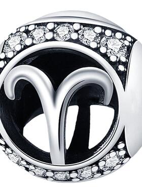 欧美跨境热销铜镀银 十二星座吊坠挂坠手串DIY饰品配件手链项链