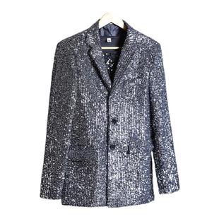 薛之谦演唱会同款奶灰色亮片西装男歌手明星同款春夏舞台走秀礼服