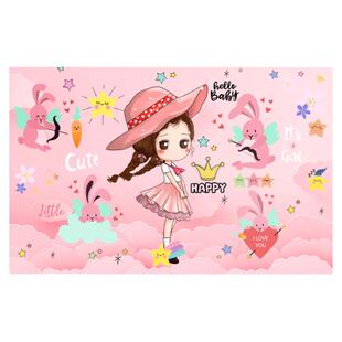 儿童房装饰画卧室背景墙自粘壁纸卡通公主画壁画墙纸女孩房间贴画