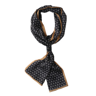 男款男士装饰造型丝巾 英伦商务窄长缎面双层领口护颈领巾围巾