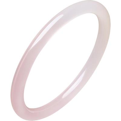 周六福玉髓手镯圆条叮当镯粉白新中式国风节日礼物送妈妈