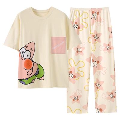 纯棉短袖长裤睡衣套装