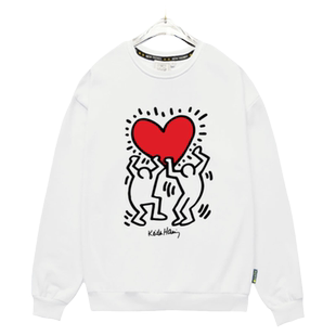 keith haring联名凯斯哈林潮ins涂鸦圆领卫衣薄款男女加绒长袖衫