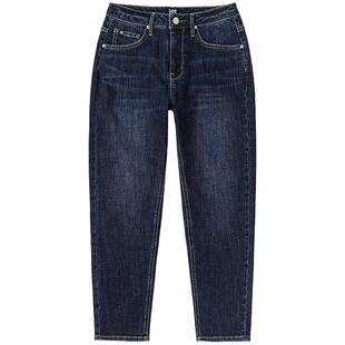 【张凌赫代言】Lee413标准高腰小直脚深蓝色女牛仔裤休闲潮流