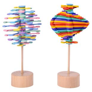 儿童创意费氏数列木质旋转棒棒糖减压玩具男女孩益智解压棒棒糖