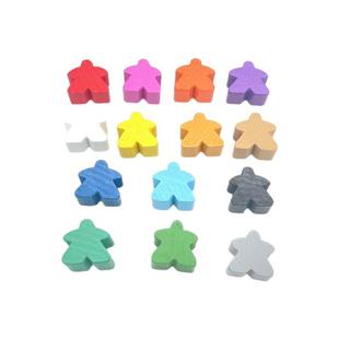 包邮40颗14色桌游DIY游戏标记卡卡颂补件人形米宝彩色木棋子