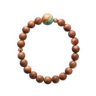 觉人原创印度老料老山檀木手串非遗大漆珠银镀金手链女[心藏须弥]