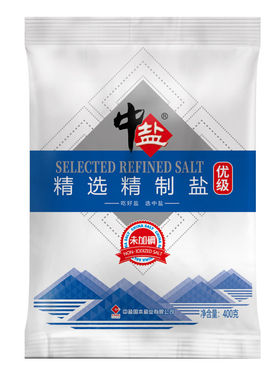 中盐优级精制盐加碘/未加碘400g精选食盐家用炒菜调味品健康饮食