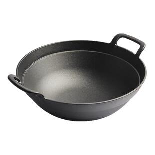 小幸福铸铁老式加深一体成型炒锅无涂层纯铁锅家用双耳圆底大炒锅