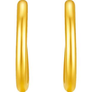 周六福黄金耳饰计价足金素圈光面简约大方耳环养耳洞新年礼物