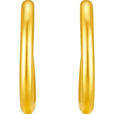 周六福黄金耳饰计价足金素圈光面简约大方耳环养耳洞新年礼物