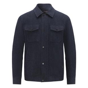 [85%鹅绒/羊毛蚕丝]梦特娇男士翻领羽绒服冬装条绒夹克两穿外套J